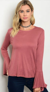 Dusty Rose Bell Sleeve Top (The Stacy)