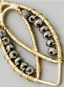 Pointy Oval Glass Bead Wire Work Earrings