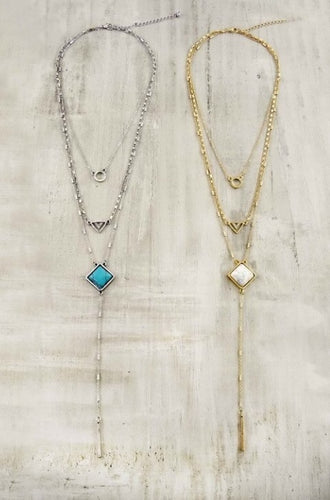 Layered Necklace in White/Gold or Turquoise/Silver Lead & Nickel Free