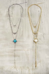 Layered Necklace in White/Gold or Turquoise/Silver Lead & Nickel Free