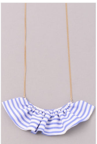 Blue & White preppy ruffle necklace