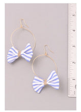 Bow Hoop Earrings Blue & White